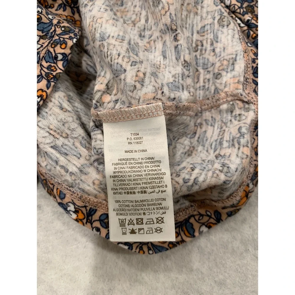 Boden‎ Womens Floral Smocked V-Neck Top Size 6 Orange Blue Ruffle Cotton Jersey
